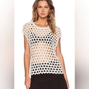 IRO Ivory Oradour Cut-out Top Blouse Size Fr-34 USA-2(Fit S, M)